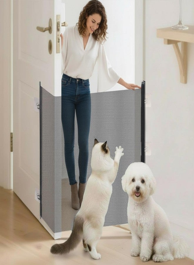 BrightRow Retractable Dog Gate No Drilling Screen Dog Mesh Gate for House Doorways Stairs Safety 30 x 70 Inches Large for Pets Easy Install Anywhere Portable Adjustable with 5 Hanging Hooks Indoor - Image 1